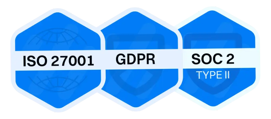 Industry-recognised security: ISO 27001, GDPR, SOC 2 Type II